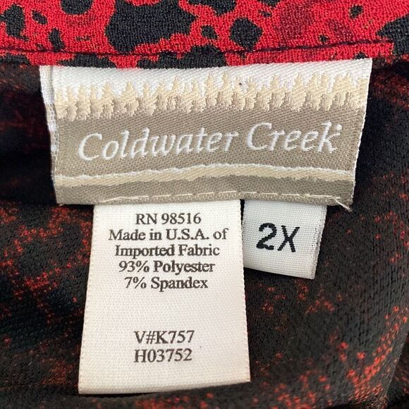Red and black paisley button front top from Coldwater Creek size 2X... - Picture 7 of 10